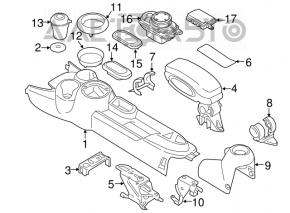 Консоль центральная подлокотник Mini Cooper F56 3d 14- черн