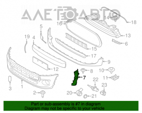 Deflectorul de bara fata stanga Mini Cooper F56 3d 14-19 pre-restilizare.