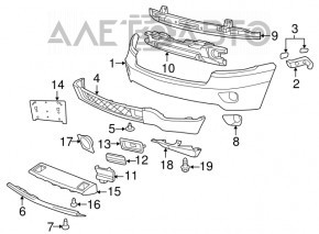 Suportul pentru bara de protecție față dreapta Jeep Grand Cherokee WK2 11-13, nou, neoriginal.