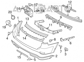 Bara spate goală Jeep Grand Cherokee WK2 11-13 partea de sus, sub senzorii de parcare