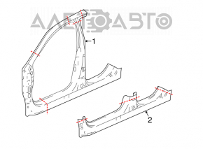 Bara metalică cu stâlpul frontal dreapta pentru Honda Accord 13-17