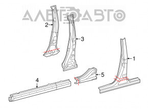 Bara caroseriei centrală stângă Toyota Camry v55 15-17 SUA cu prag, zdrobită