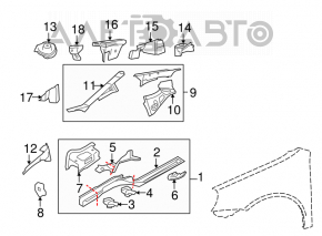 Bara de protecție față dreapta VW Jetta 11-18 SUA