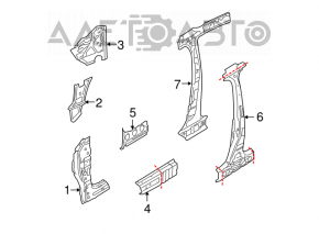 Bara de protecție a acoperișului față stânga VW Jetta 11-18 SUA