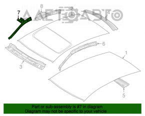 Bara de protecție a acoperișului față dreapta VW Passat b8 16-19 SUA