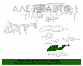 Capacul genunchiului șoferului Dodge Challenger 15-19 restilizat negru, zgârieturi, fixare ruptă.