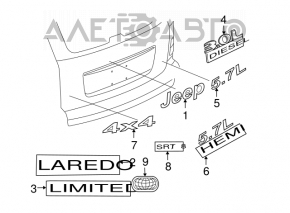 Эмблема LAREDO двери багажника Jeep Grand Cherokee WK2 11-21