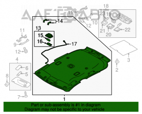 Acoperirea tavanului Mitsubishi Outlander Sport ASX 16- fără plafon panoramic