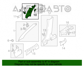 Capacul stâlpului central, curea superioară dreapta Mitsubishi Outlander Sport ASX 10- serie, zgârietură.