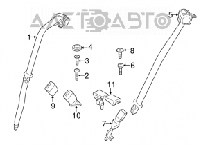 Centura de siguranță spate stânga pentru Mini Cooper Countryman R60 10-16, neagră.