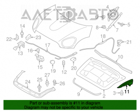 Уплотнитель капота правый Mini Cooper Countryman R60 10-16