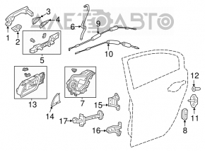 Mecanism mâner ușă stânga spate Acura ILX 13 - nou original OEM