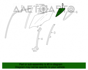 Стекло двери треугольник с уплотнителем заднее левое Acura ILX 13-