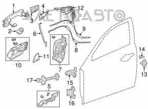 Mecanismul manetei ușii din față stânga pentru Acura ILX 13-
