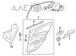 Capacul usii spate stanga pentru Acura ILX 13-15, negru.