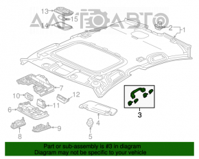 Manerul plafonului din față dreapta pentru Acura ILX 13-18, gri.