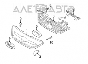 Grila radiatorului Ford Fiesta 11-13 pre-facelift, completă, fără emblemă