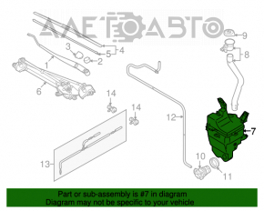 Rezervorul de spălare a parbrizului pentru Suzuki Kizashi 10-15 fără gât