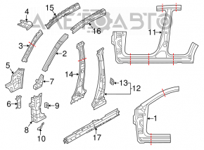 Bara centrală stânga a caroseriei Mazda CX-5 13-16 pe caroserie