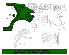 Aripa spate stânga Mazda CX-5 13-16 grafit 42A, pe caroserie