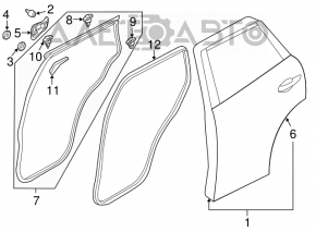 Уплотнитель двери задней левой Mazda CX-5 13-16