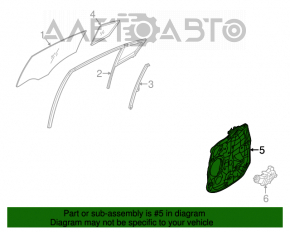 Geam electric cu motor spate dreapta, panou asamblat Kia Forte 4d 14-18.