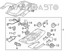 Плафон освещения передний Chevrolet Equinox 10-17 под люк, под электро дверь багажника