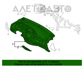 Panoul frontal al torpedo-ului fără AIRBAG pentru Kia Forte 4d 14-18.