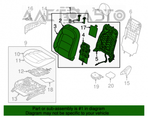 Пассажирское сидение Kia Forte 4d 14-18 без airbag