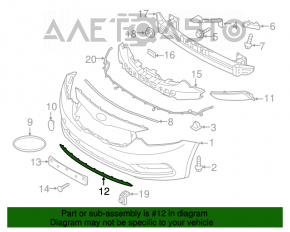 Губа переднего бампера Kia Forte 4d 14-16 дорест OEM