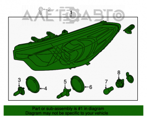 Farul dreapta față goală Kia Forte 4d 14-16 pre-restilizare halogen + led drl