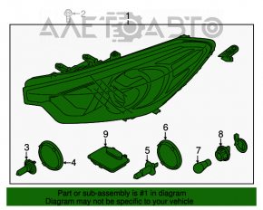 Farul din față dreapta asamblat Kia Forte 4d 14-16 pre-restilizare xenon + led drl