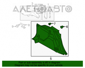 Capacul arcului stâng Ford Escape MK3 13-19 negru fără subwoofer zgârieturi, șters.