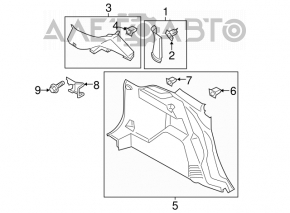 Capacul arcului stâng Ford Escape MK3 13-19 negru fără subwoofer zgârieturi, șters.