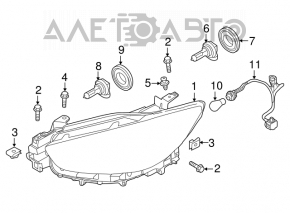 Фара передняя левая Mazda CX-5 13-16 голая галоген