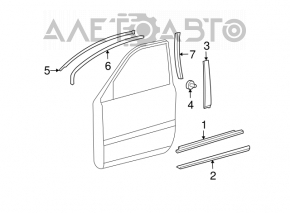 Moldura ușii centrală stânga față cu geam pentru Lexus RX300 RX330 RX350 RX400h 04-09 cu 2 lovituri