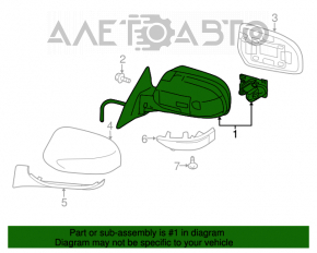 Oglindă laterală dreapta Subaru Outback 10-14, cu 3 pini, neagră.