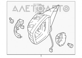 Oglindă laterală dreapta VW Beetle 12-19, 5 pini, structură