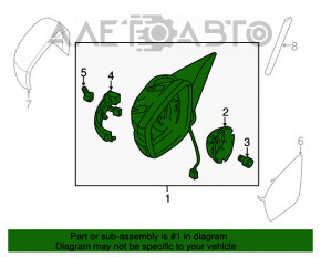 Oglindă laterală dreapta VW Beetle 12-19, 5 pini, structură