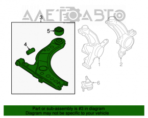 Рычаг нижний передний левый VW Jetta 11-18 USA порван сайлент