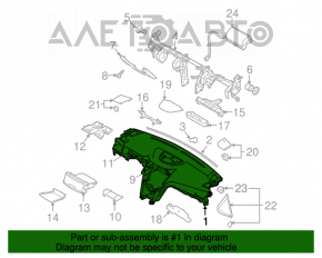 Торпедо передняя панель без AIRBAG Subaru Outback 10-14 без заглушек