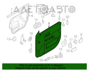 Capacul ușii, cartela frontală stânga Ford Flex 13-19 restilizat, negru cu inserție bej din cauciuc, cotier din cauciuc, inserție lucioasă din lemn, memorie pentru scaune.