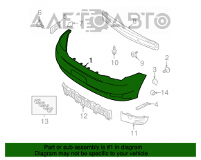 Bara fata goala Ford Flex 09-12 fara senzor de parcare.