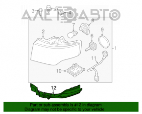 Suportul drept al bara de protecție frontală sub farul Ford Flex 09-12 pre-restilizare.