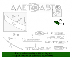 Mânerul de deschidere a portbagajului Ford Flex 09-19 - cu buton