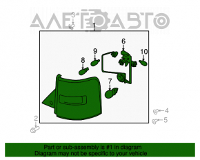 Lampa stânga de semnalizare Ford Flex 09-12, cu o fisură în sticla farului.