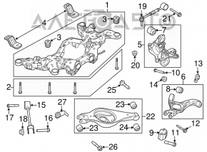 Bara spate pentru Ford Flex 09-19 FWD, cu două fisuri