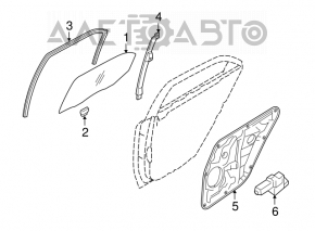 Garnitura sticla spate dreapta Hyundai Elantra UD 11-16 nou original OEM