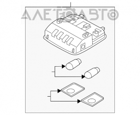 Plafonul de iluminare din față pentru Hyundai Elantra UD 11-13, versiunea restilizată, cu orificiu pentru lumină.