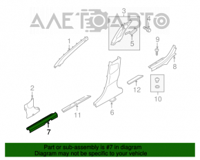 Capacul pragului din față dreapta interior Hyundai Elantra UD 11-16 negru.